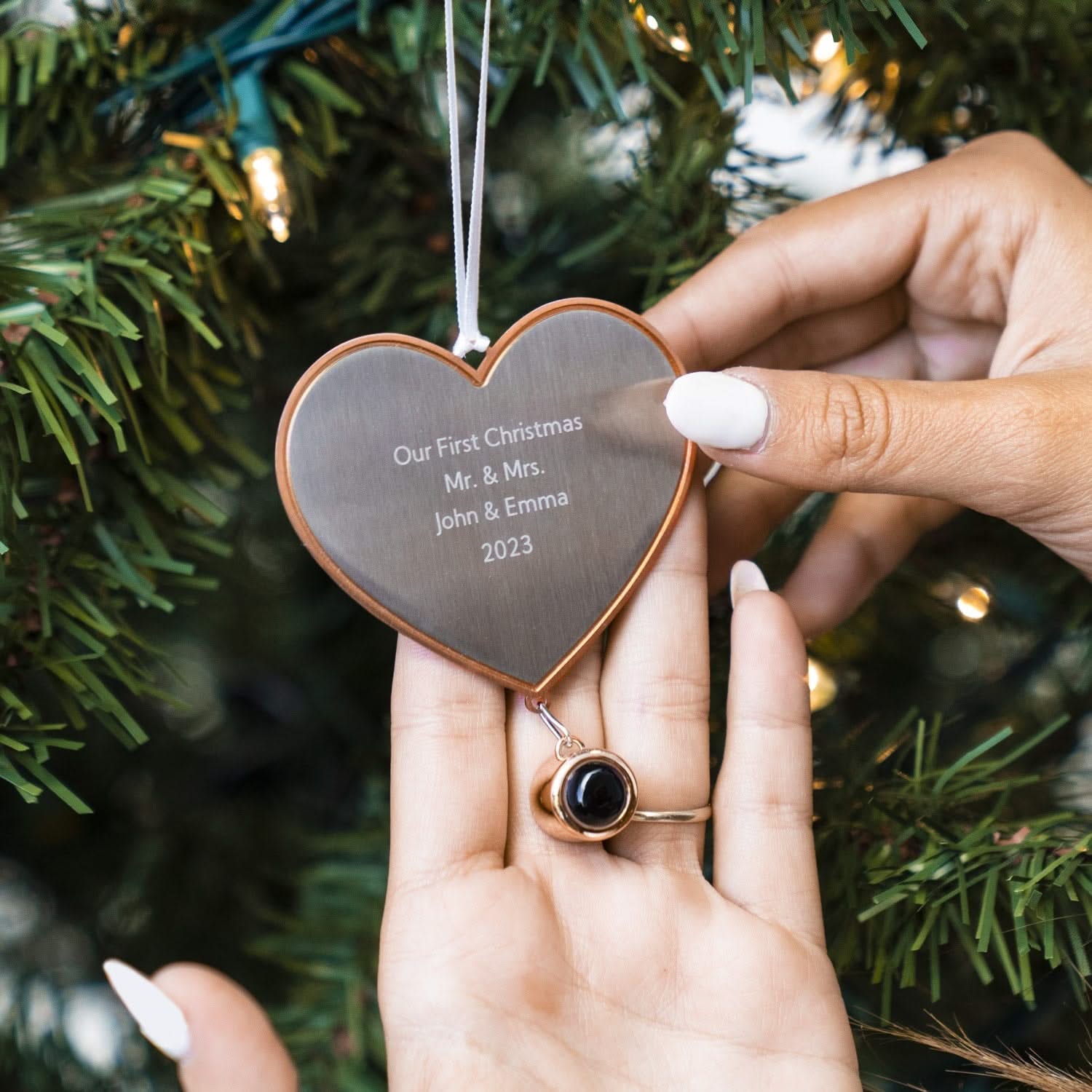 Personalized heart photo ornament